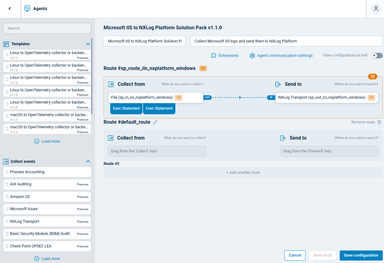 NXLog Platform configuration template for Microsoft IIS