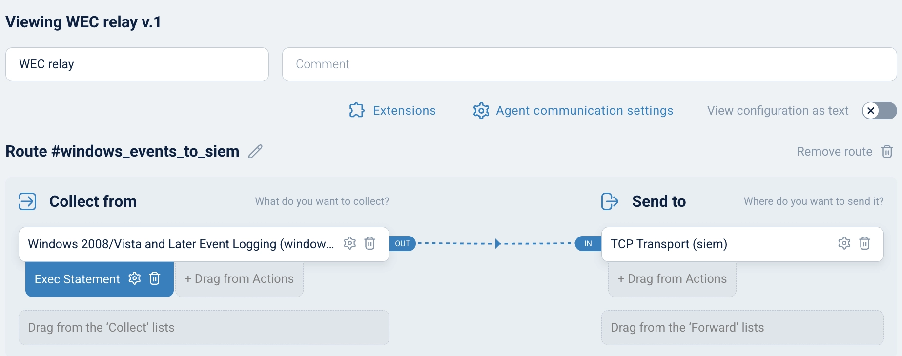 NXLog Agent pipeline in the NXLog Platform configuration builder