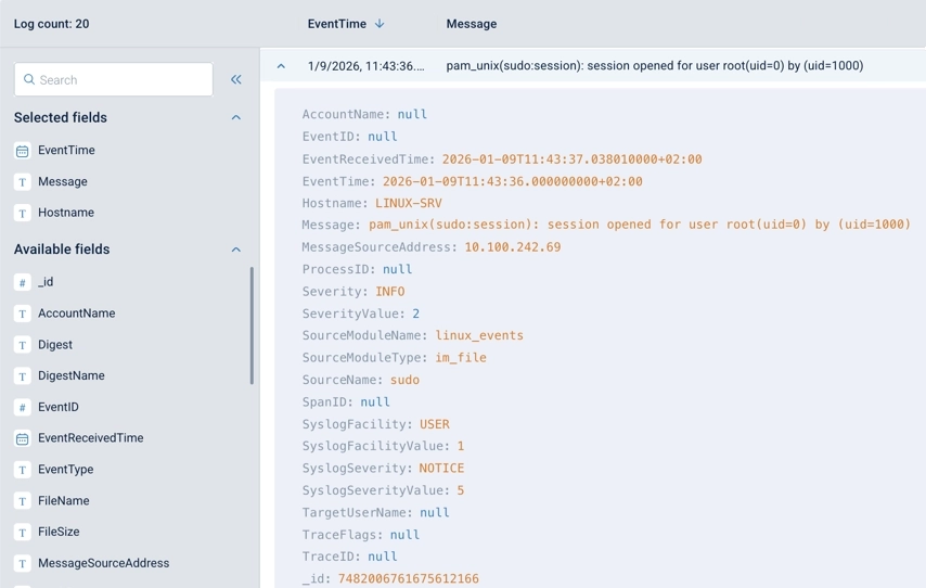 Linux security event in NXLog Platform