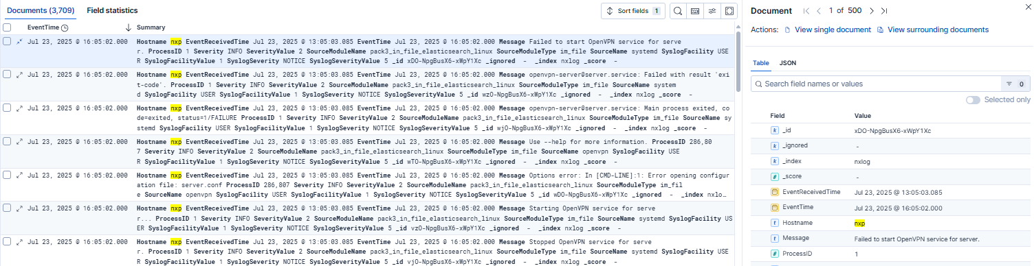 Discover Linux events in Elasticsearch