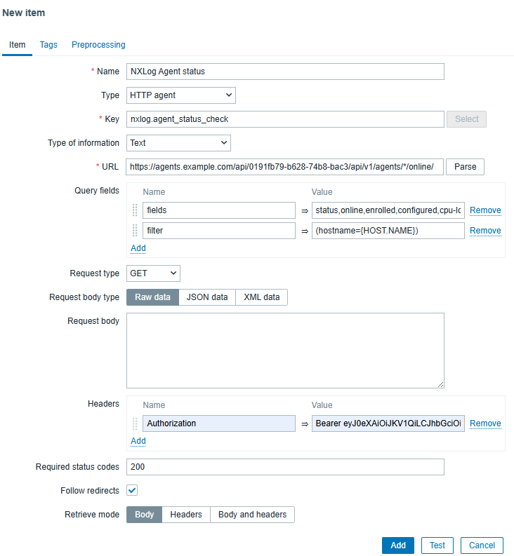 Adding an item in Zabbix