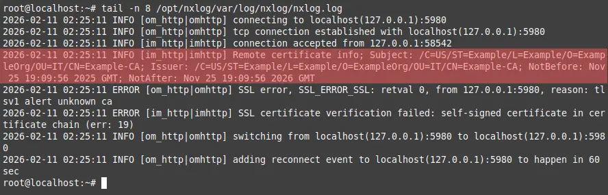 Logging remote host certificate details