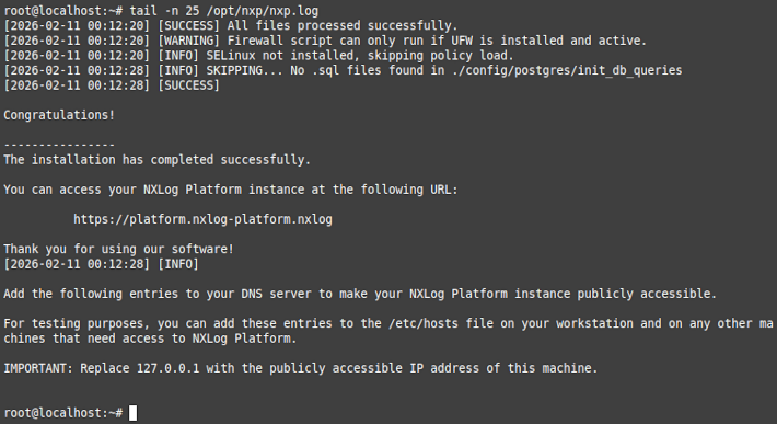 Reviewing the persistent deployment log