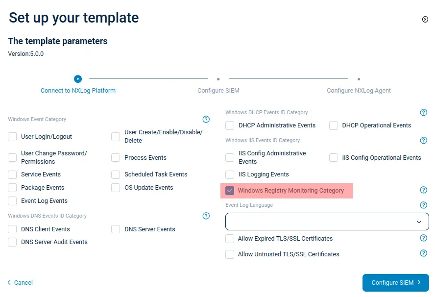 Configuring Windows Registry audit logging