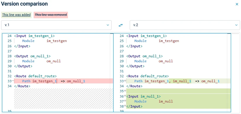 Configuration version comparison