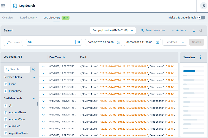 New log discovery UI