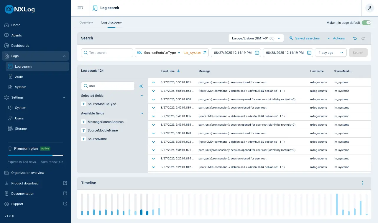 Redesigned sidebar menu and new log discovery page