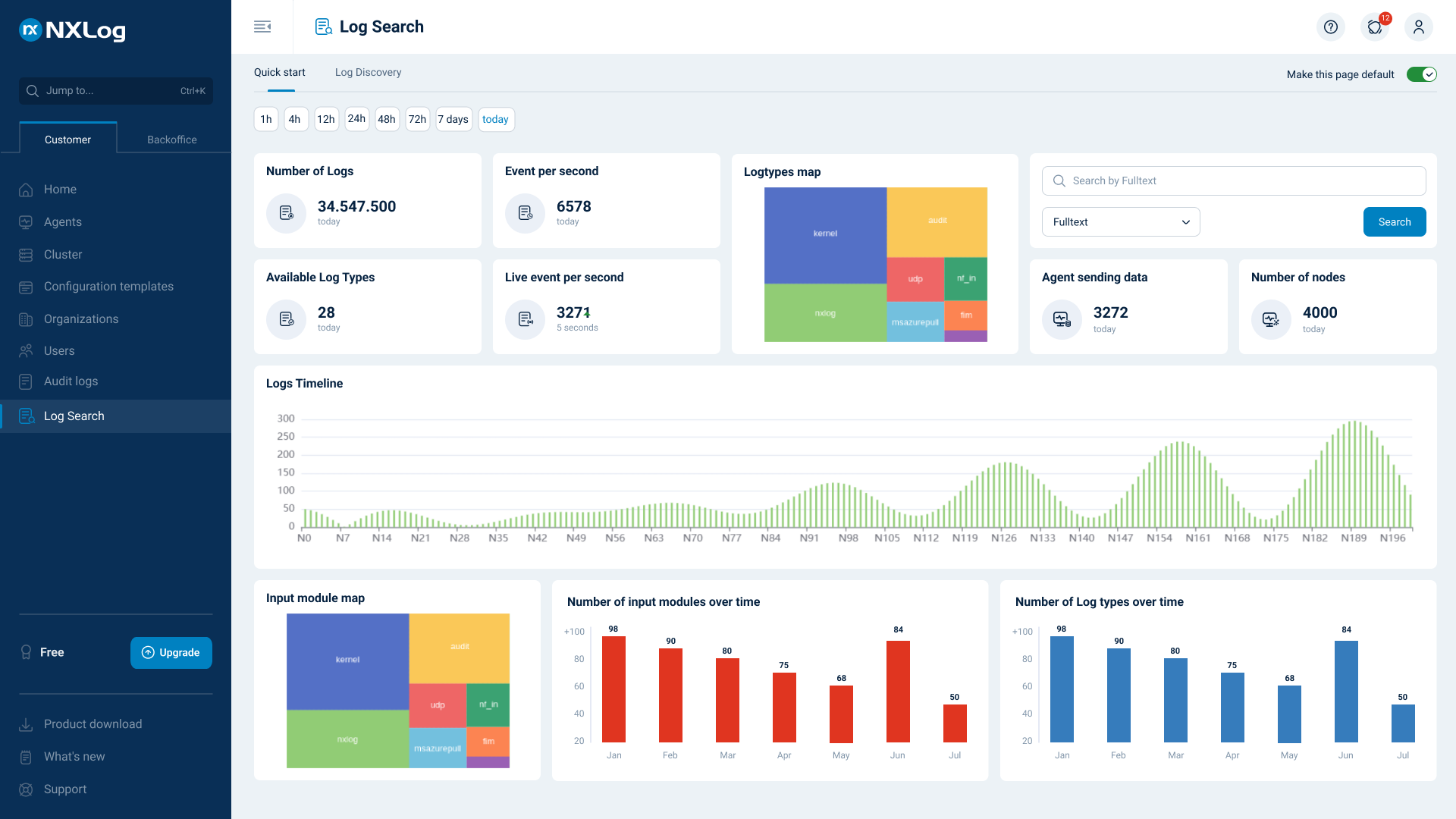 NXLog Platform log search Quick Start view