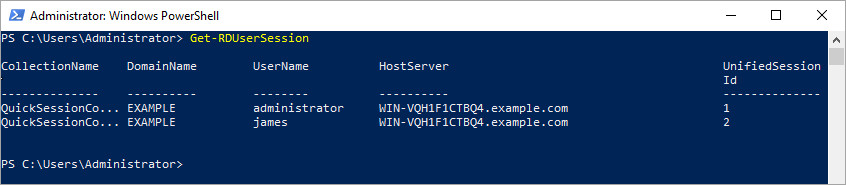 Get-RDUserSession output