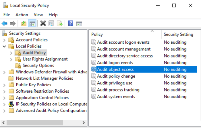 local security policy object auditing